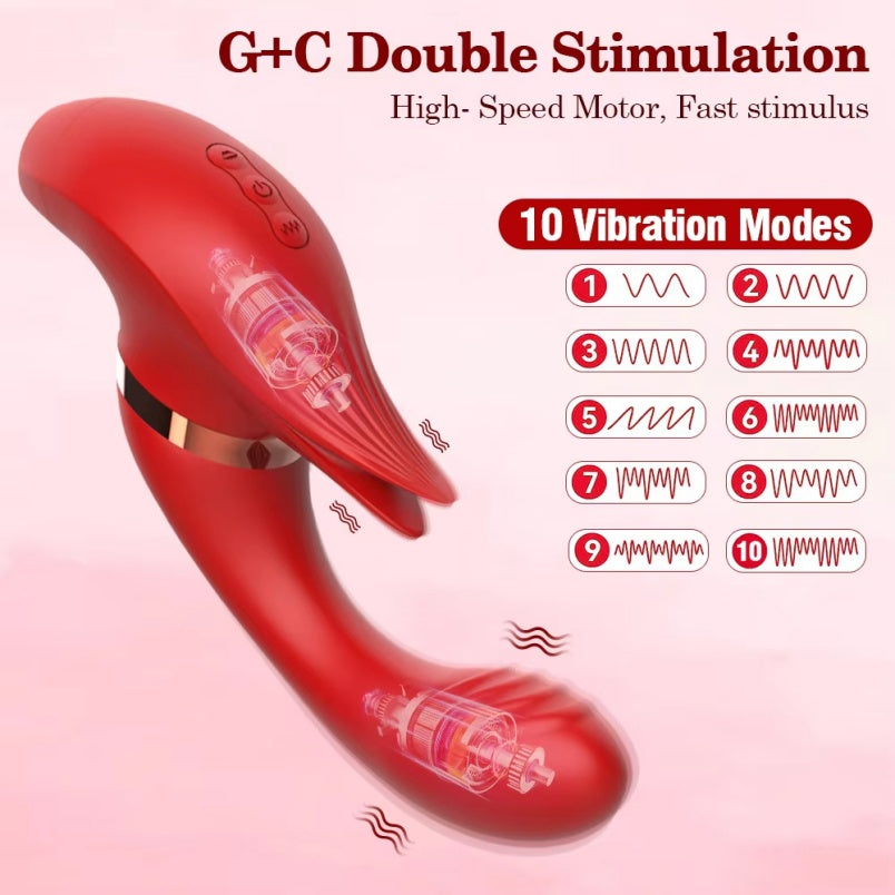 Vibrador de silicone com sucção clitoriana e estimulação do ponto G – Brinquedo 2 em 1 para orgasmo feminino completo
