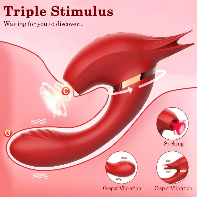 Vibrador de silicone com sucção clitoriana e estimulação do ponto G – Brinquedo 2 em 1 para orgasmo feminino completo