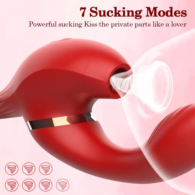 Vibrador de silicone com sucção clitoriana e estimulação do ponto G – Brinquedo 2 em 1 para orgasmo feminino completo