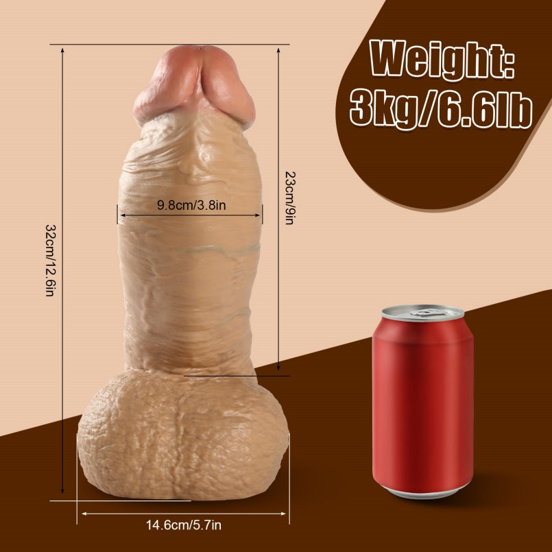 Dildo Gigante de Silicona Amarilla con Ventosa - Pene de 32 cm para Estimulación Vaginal Extrema