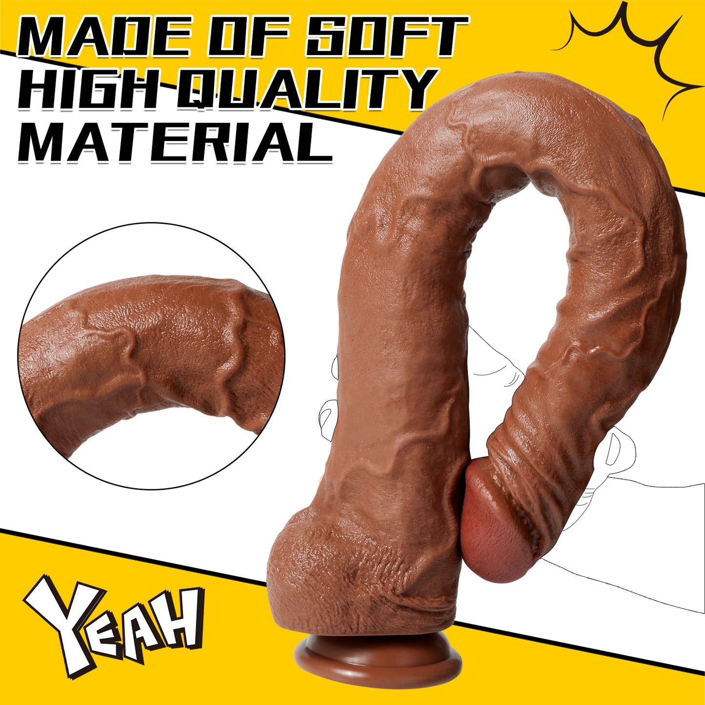 Dildo de Fantasía Insertable con Succionador para Orgasmo Femenino y Anal – Silicona Carnosa Realista para Penetración Profunda.