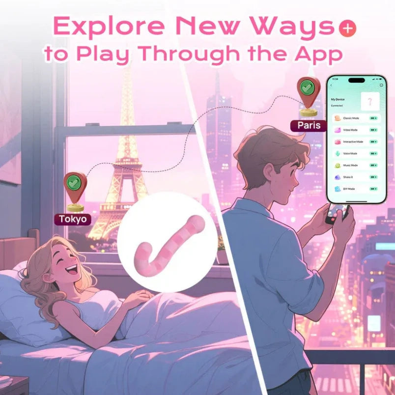 Vibrador de Silicona Curvo para Punto G - Masaje Vaginal y Estimulador de Clítoris con Control por App