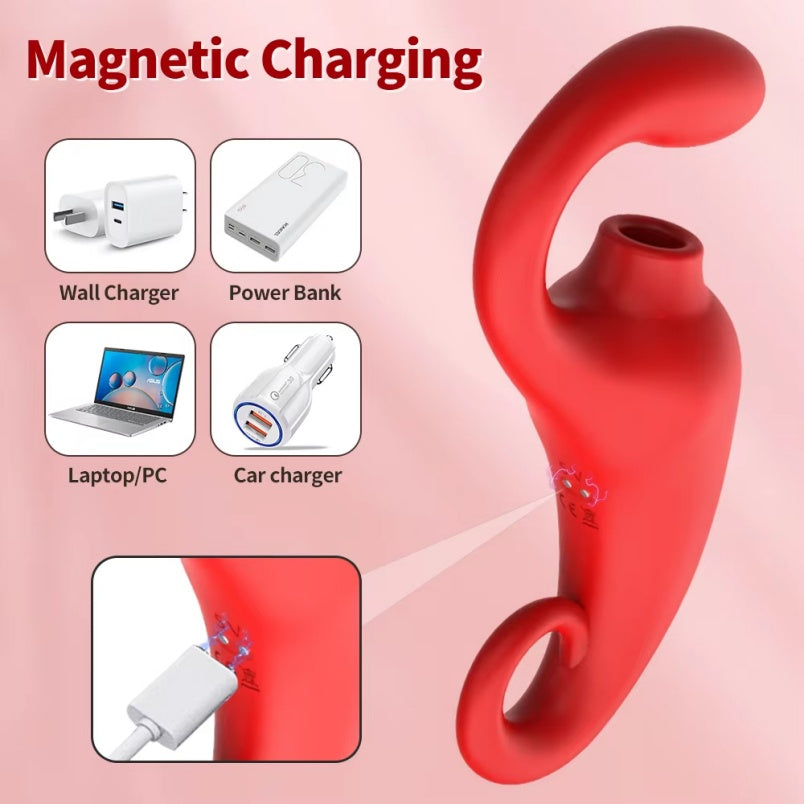 Vibrador 2 em 1 com sucção clitoriana e estimulação do ponto G - Revolução do Orgasmo Feminino Duplo