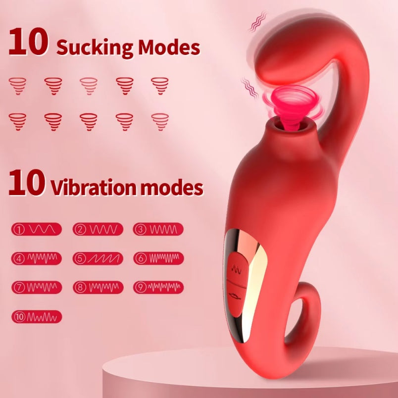 Vibrador 2 em 1 com sucção clitoriana e estimulação do ponto G - Revolução do Orgasmo Feminino Duplo