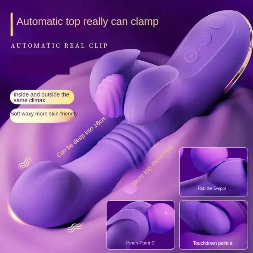 Vibrador com estimulação do ponto G e clipe para estimulação clitoriana – Varinha mágica de dupla ação para orgasmo feminino