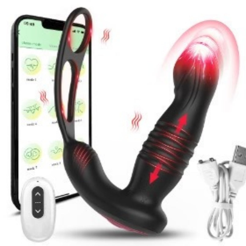 Anel vibratório 2 em 1 com controle por aplicativo e massageador de próstata – Potência, durabilidade e prazer duplo