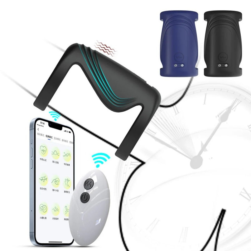 Anel Peniano Vibratório com Controle por Aplicativo – Anel de Dupla Retardo para Ereções Mais Fortes e Duradouras