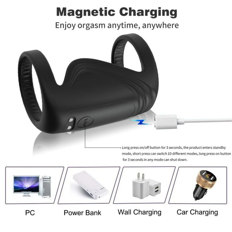 Anel Peniano Vibratório com Controle por Aplicativo – Anel de Dupla Retardo para Ereções Mais Fortes e Duradouras