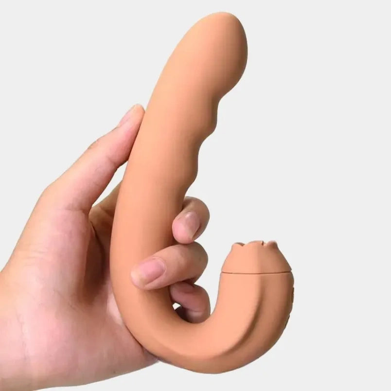 Vibrador Punto G 3 en 1 con Succionador de Clítoris "Beso Oral" – Estimulador Giratorio para el Orgasmo Femenino