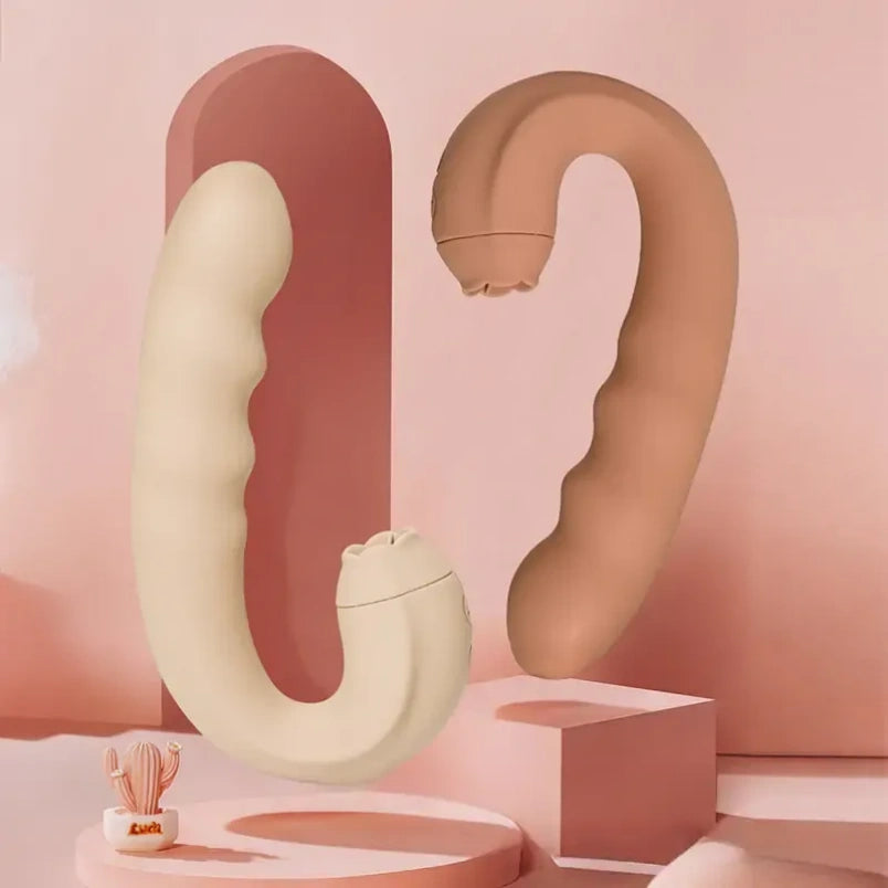 Vibrador Punto G 3 en 1 con Succionador de Clítoris "Beso Oral" – Estimulador Giratorio para el Orgasmo Femenino