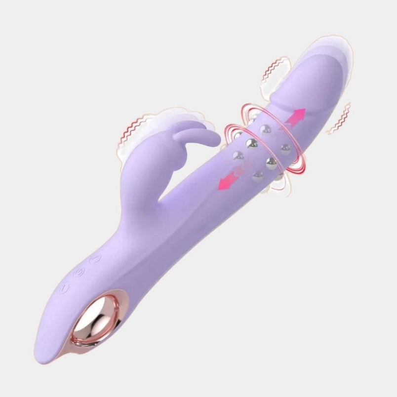Vibrador Rabbit con Función de Empuje y Perlas Rotatorias – Estimulador Punto G y Clítoris de Silicona