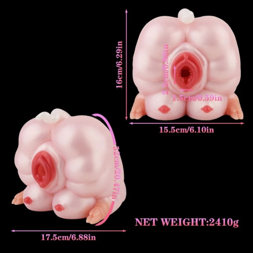 Torso de Boneca Sexual Fantasia "Porquinha Rosa" - Massageador Peniano de Silicone Médico - Brinquedo Sexual para Homens
