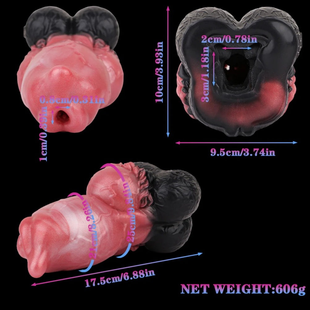 Muñeca Sexual de Torso Canino con Knot Dildo-Masturbador y Funda para Pene 2 en 1