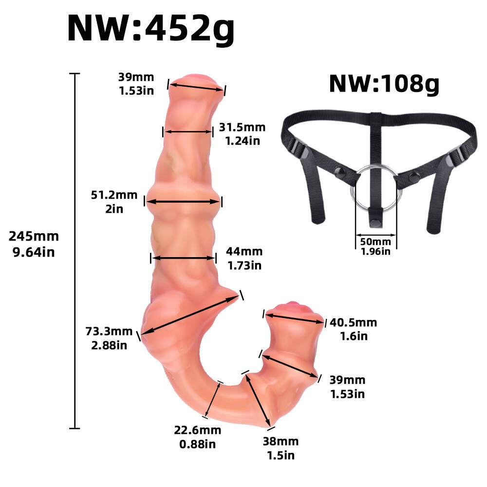 Double Dildo Vibrator with Harness – Resonance Erotic Toy for Lesbian Couples