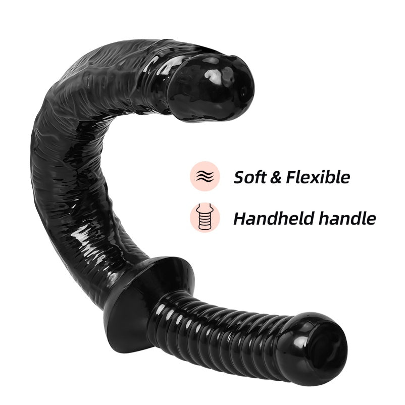 Consolador de Fantasía "Guerrero Negro" Extra Largo – Dildo Anal de Silicona con Mango de Espada