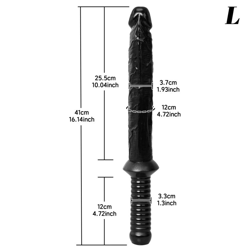 Consolador de Fantasía "Guerrero Negro" Extra Largo – Dildo Anal de Silicona con Mango de Espada