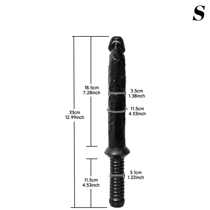Consolador de Fantasía "Guerrero Negro" Extra Largo – Dildo Anal de Silicona con Mango de Espada