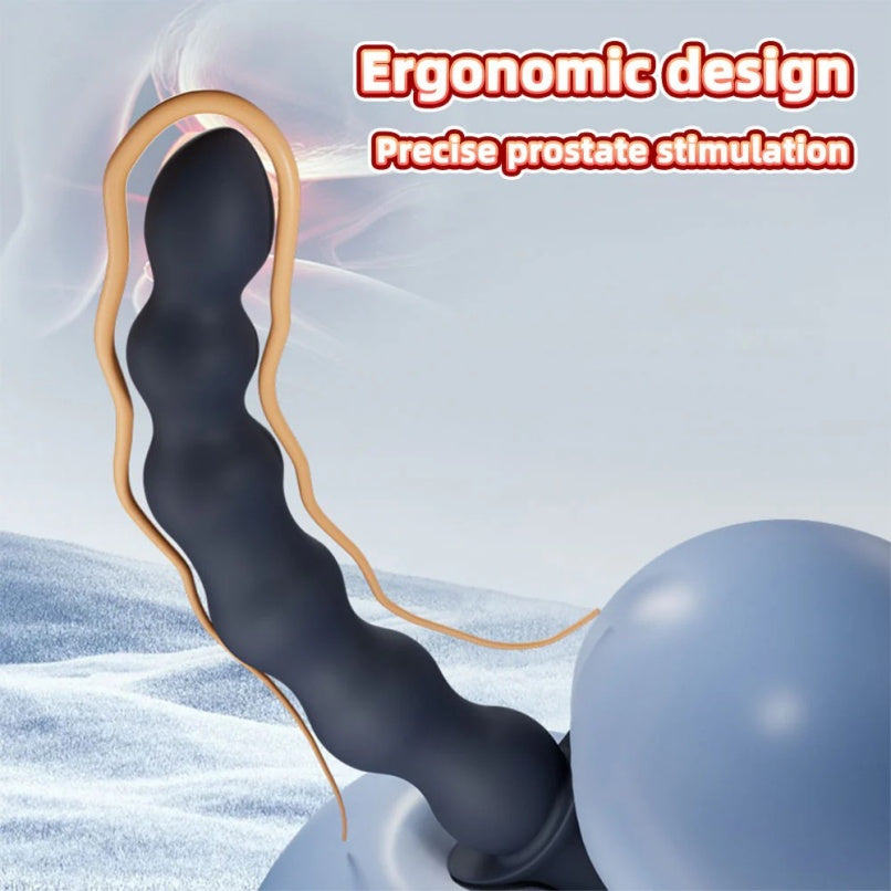 Vibrador de Bolas Anales y Estimulador de Próstata – Juguetes Sexuales para Hombres de Silicona Líquida para el Punto G