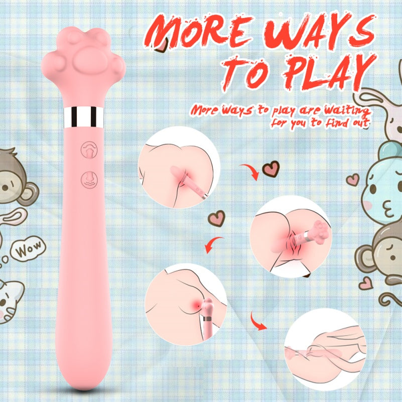 Vibrador tipo varinha mágica com formato de pata – Massageador de silicone para o ponto G feminino e clitóris