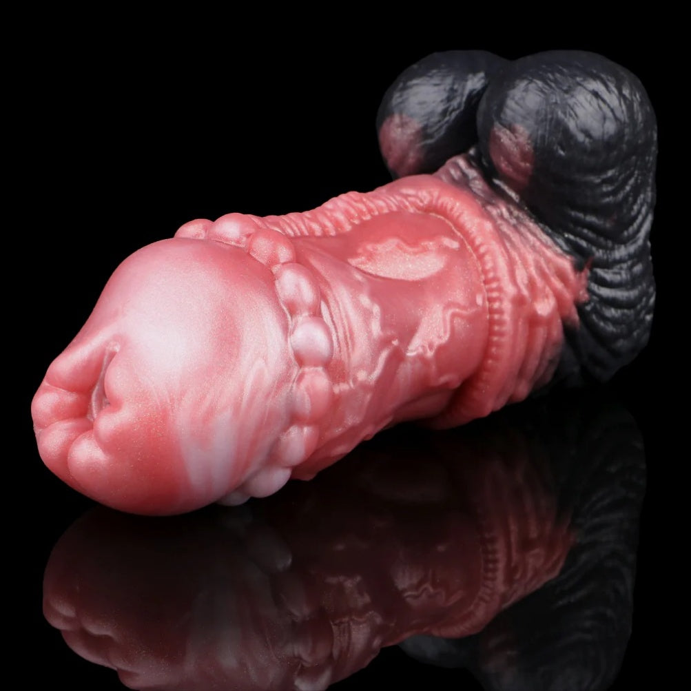 Funda para Pene de Fantasía y Dildo Monstruo-Juguete Sexual 2 en 1 de Silicona Médica con Diseño Venoso