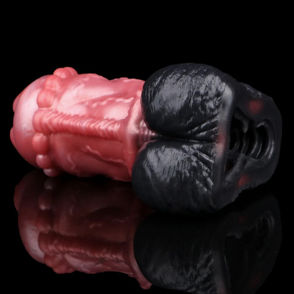 Funda para Pene de Fantasía y Dildo Monstruo-Juguete Sexual 2 en 1 de Silicona Médica con Diseño Venoso