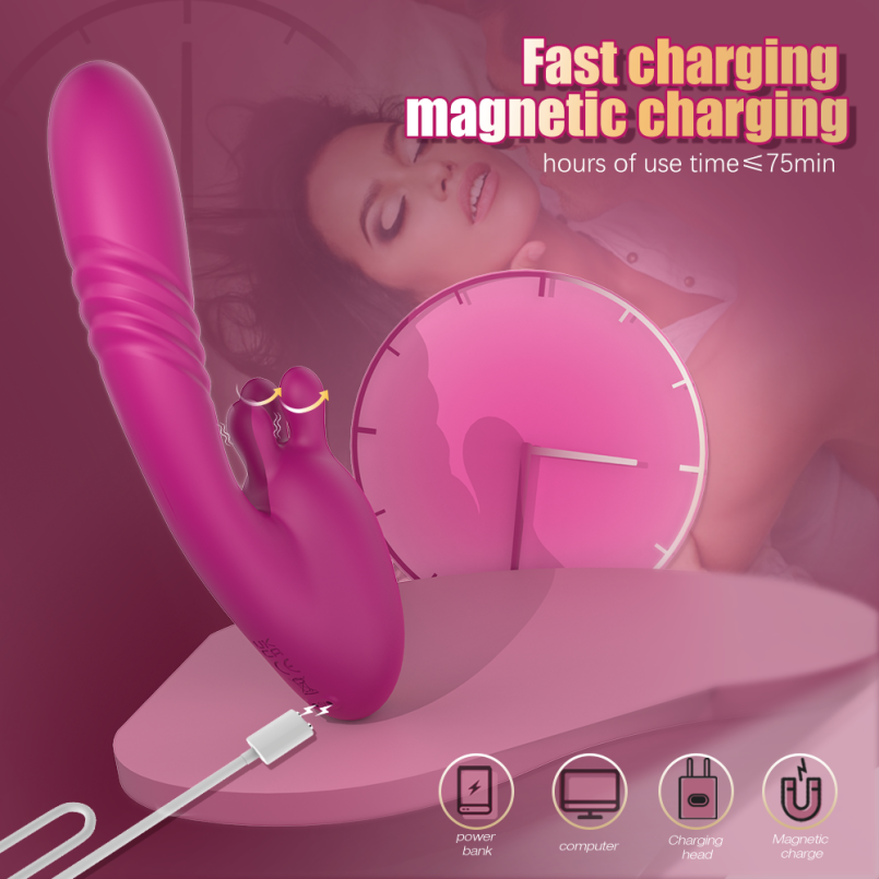 Massageador vibratório para o ponto G - Estimulador do orgasmo feminino com movimentos de sucção e inserção.