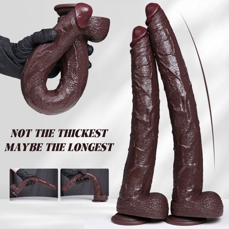 Consolador Realista Super Largo de Silicona Marrón – Dildo Anal para Exploración Profunda y Placer Extremo