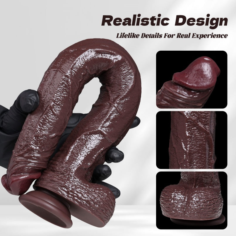 Consolador Realista Super Largo de Silicona Marrón – Dildo Anal para Exploración Profunda y Placer Extremo