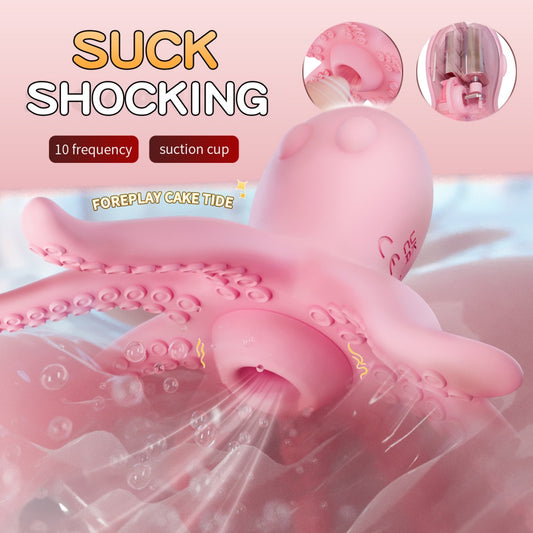 Octopus-Shaped Clitoral Suction Toy - Pink Silicone Stimulator with 10 Oral Suction Modes