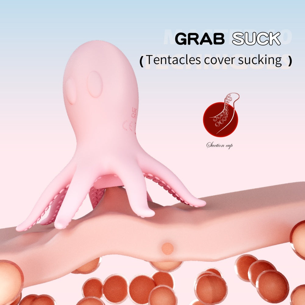 Brinquedo de sucção clitoriana em formato de polvo - Estimulador de silicone rosa com 10 modos de sucção oral