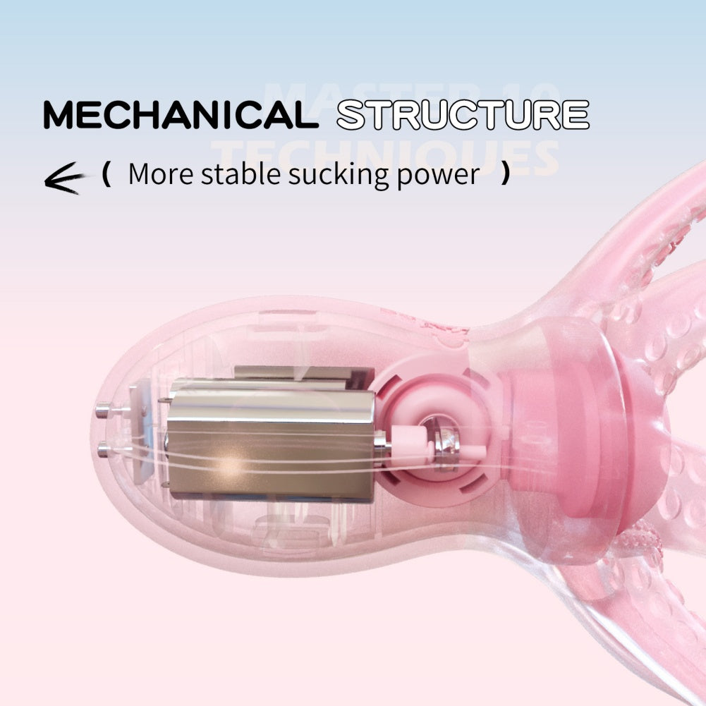 Brinquedo de sucção clitoriana em formato de polvo - Estimulador de silicone rosa com 10 modos de sucção oral