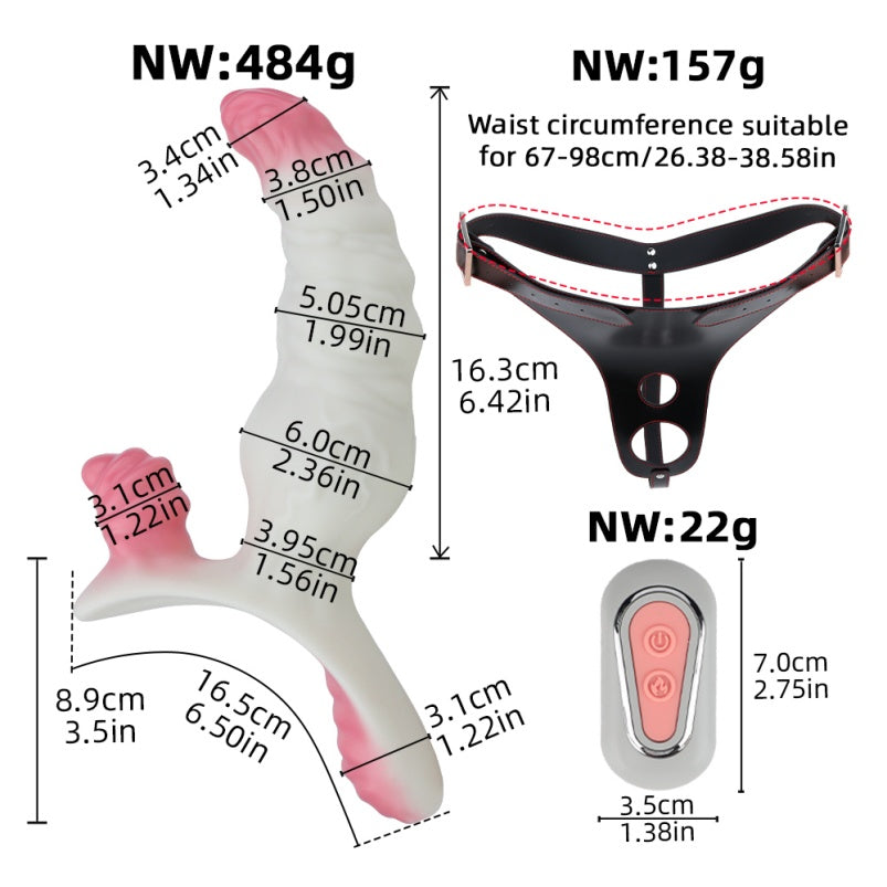 Fantasía Silicona Monster Knot Dildo - Estímulo y Vibración para Lesbianas con Arnés en el Placer del Pegging