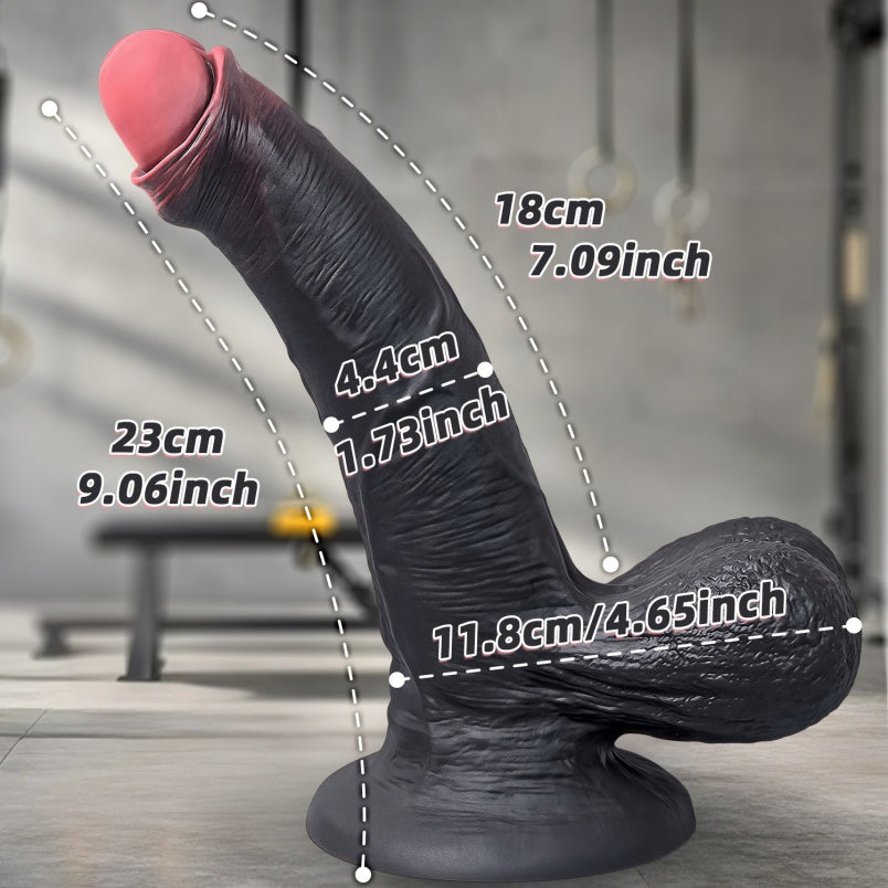 Big Black Cock Realista Juguetes Sexuales para Mujeres-Dildo Gigante de Silicona con Testículos Amortiguadores