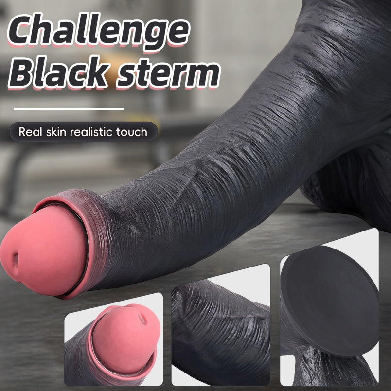 Big Black Cock Realista Juguetes Sexuales para Mujeres-Dildo Gigante de Silicona con Testículos Amortiguadores