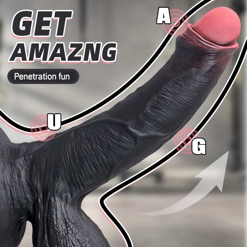 Big Black Cock Realista Juguetes Sexuales para Mujeres-Dildo Gigante de Silicona con Testículos Amortiguadores