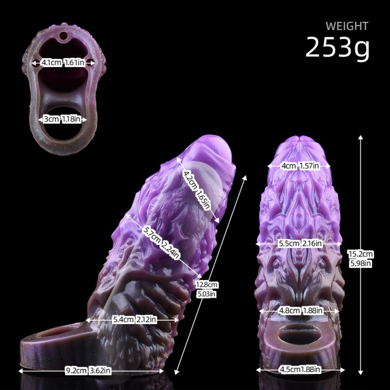 Extensión de pene fantasía – Herramienta masculina endurecida en silicona morada