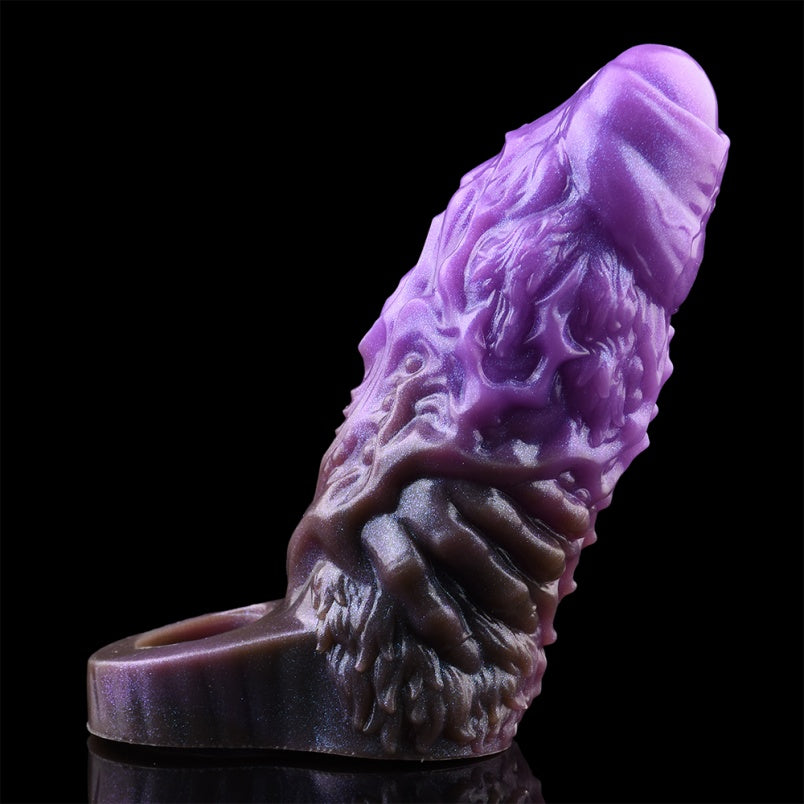 Extensión de pene fantasía – Herramienta masculina endurecida en silicona morada