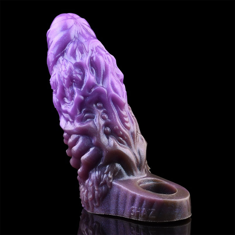 Extensión de pene fantasía – Herramienta masculina endurecida en silicona morada