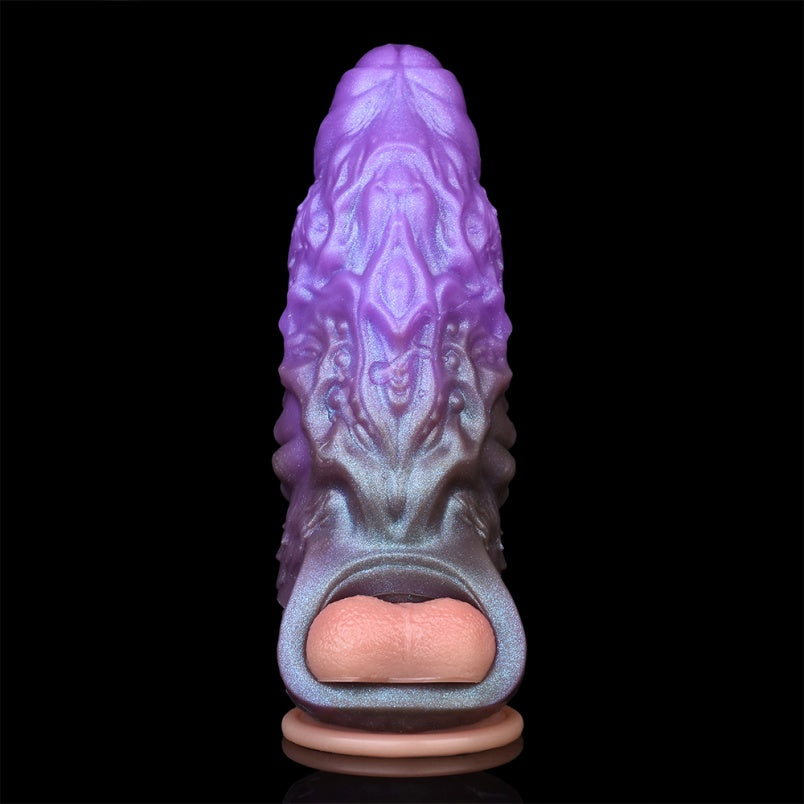 Extensión de pene fantasía – Herramienta masculina endurecida en silicona morada