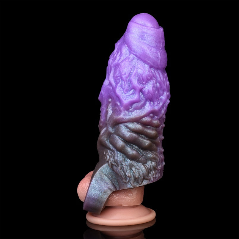 Extensión de pene fantasía – Herramienta masculina endurecida en silicona morada