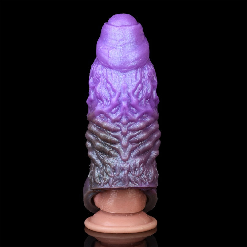 Extensión de pene fantasía – Herramienta masculina endurecida en silicona morada