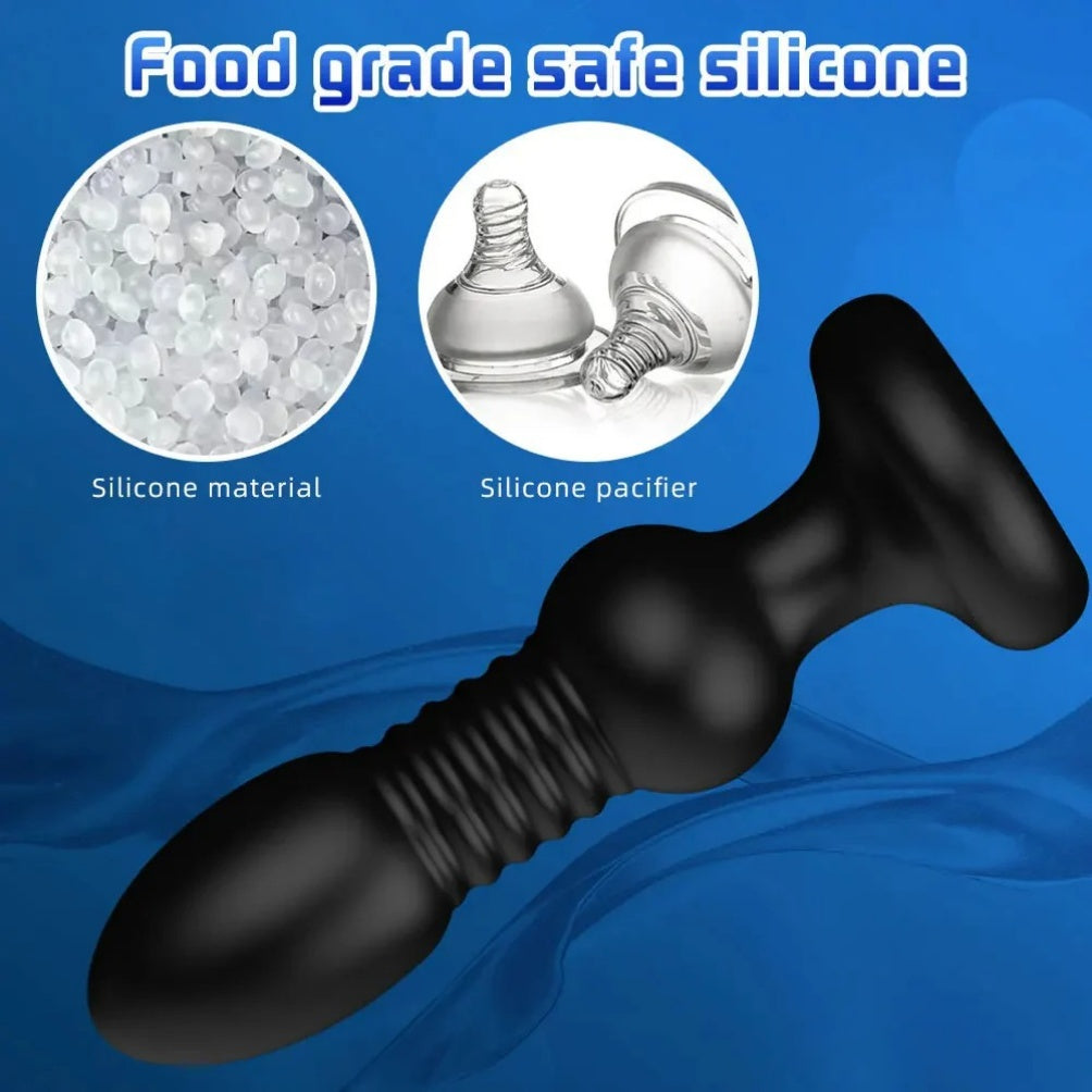 Plug anal telescópico 2 em 1 com controle remoto - Estimulador do ponto G masculino e vibrador anal