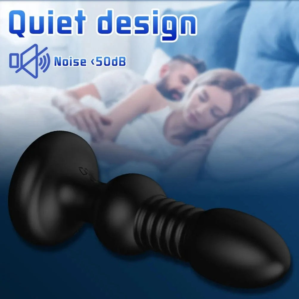 Plug anal telescópico 2 em 1 com controle remoto - Estimulador do ponto G masculino e vibrador anal