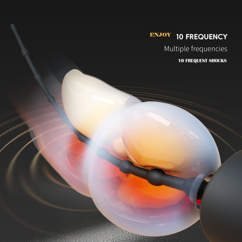 Vibrador uretral de silicone com design texturizado e cabo ergonômico – Estimulador do ponto G masculino