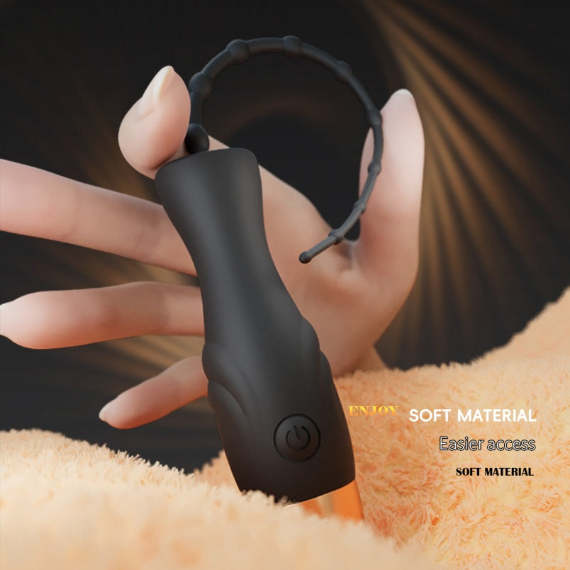 Vibrador uretral de silicone com design texturizado e cabo ergonômico – Estimulador do ponto G masculino