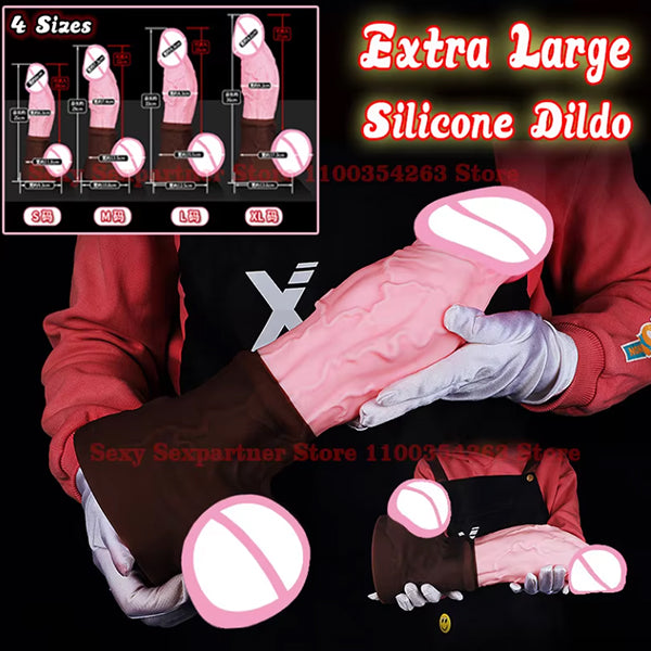 Super Realistic XXL Dildo with Testicles – Large Dildo with Suction Cup and Core for Stable Thrusts