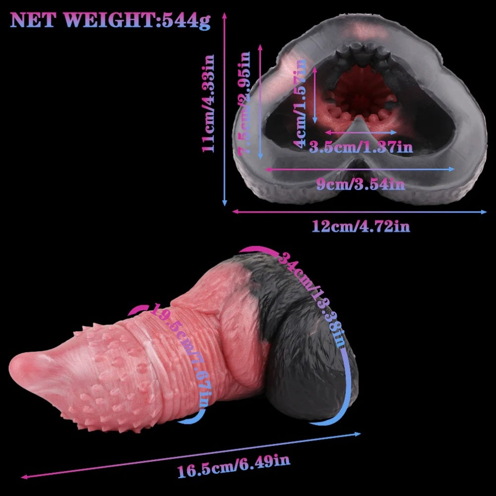 Muñecas Sexuales de Fantasía Dildo de Torso "Monster Cock" con Pinchos – Juguete 2 en 1 para Masturbación y Funda Extensora