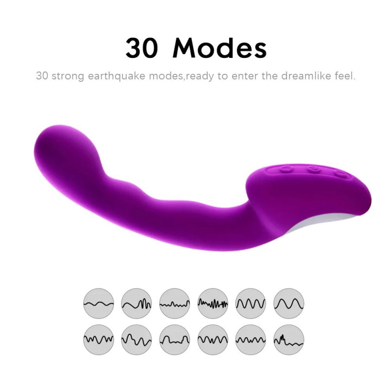 Vibrador Dildo de Silicona Líquida para Masaje Vaginal y Punto G – Estimulación Triple A-G-U con 30 Modos de Vibración