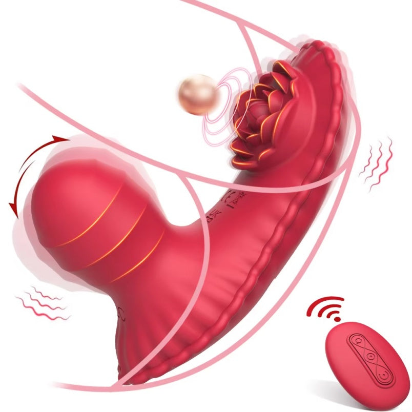 Vibrador Strap-on com dupla estimulação - Massageador vaginal e estimulador clitoriano com controle remoto