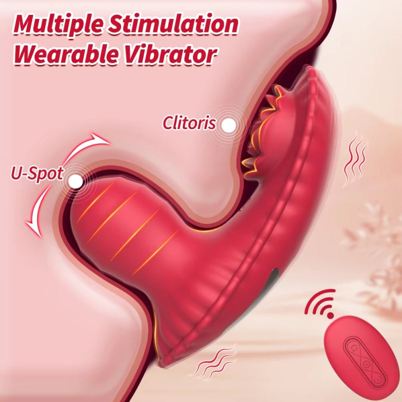 Vibrador Strap-on com dupla estimulação - Massageador vaginal e estimulador clitoriano com controle remoto